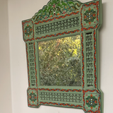 Hand-Painted Green Mirror
